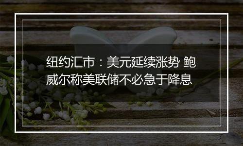 纽约汇市:美元延续涨势 鲍威尔称美联储不必急于降息
