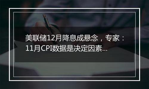 美联储12月降息成悬念,专家:11月CPI数据是决定因素|宅男财经