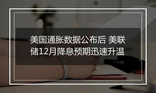 美国通胀数据公布后 美联储12月降息预期迅速升温