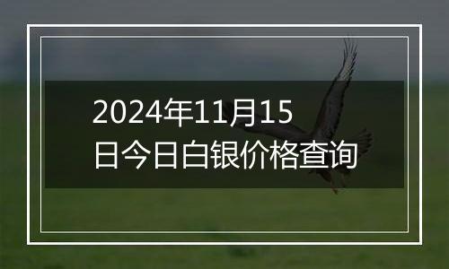2024年11月15日今日白银价格查询