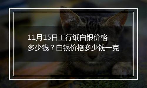 11月15日工行纸白银价格多少钱?白银价格多少钱一克