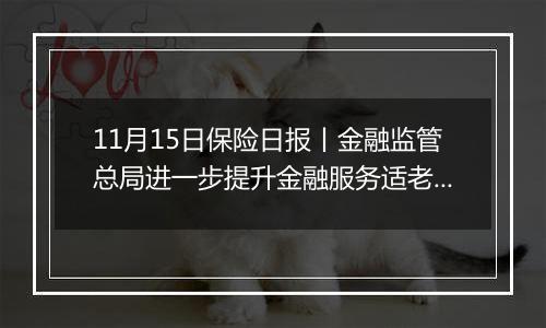 11月15日保险日报丨金融监管总局进一步提升金融服务适老化水平!险资举牌潮再起,“扫货”逻辑生变!