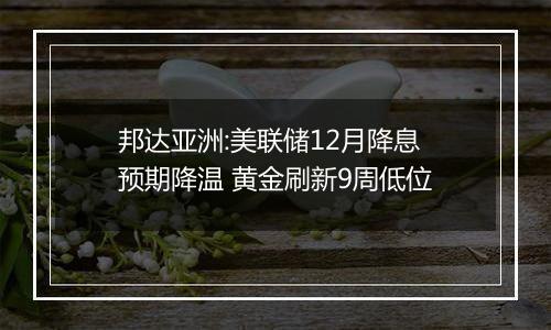 邦达亚洲:美联储12月降息预期降温 黄金刷新9周低位