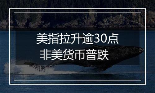 美指拉升逾30点 非美货币普跌