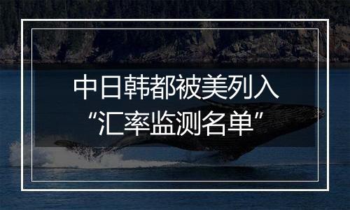 中日韩都被美列入“汇率监测名单”