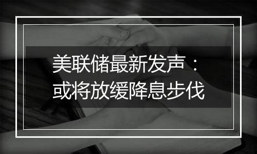 美联储最新发声:或将放缓降息步伐