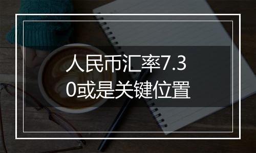 人民币汇率7.30或是关键位置