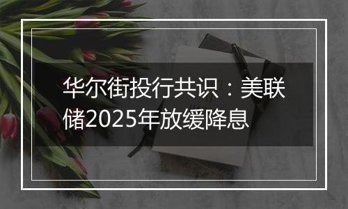华尔街投行共识:美联储2025年放缓降息