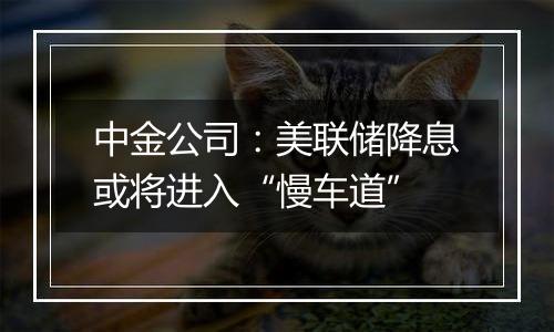 中金公司:美联储降息或将进入“慢车道”