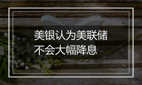 美银认为美联储不会大幅降息