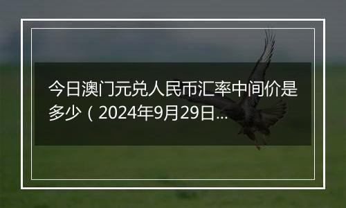 今日澳门元兑人民币汇率中间价是多少(2024年9月29日)