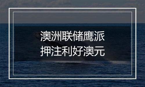 澳洲联储鹰派押注利好澳元