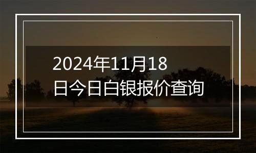 2024年11月18日今日白银报价查询