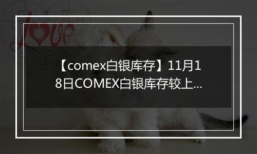 【comex白银库存】11月18日COMEX白银库存较上一日减持39.9吨