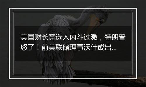 美国财长竞选人内斗过激，特朗普怒了！前美联储理事沃什或出任下一任财长