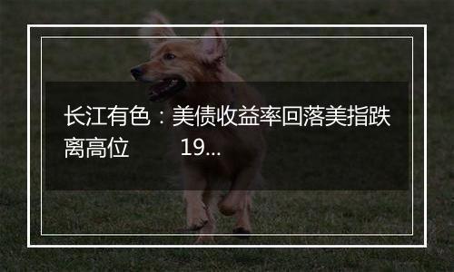 长江有色:美债收益率回落美指跌离高位 19日镍价或小涨