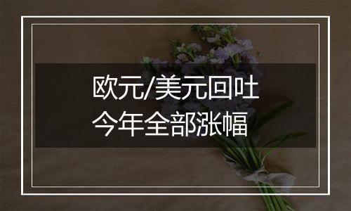 欧元/美元回吐今年全部涨幅