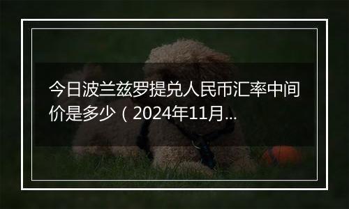 今日波兰兹罗提兑人民币汇率中间价是多少(2024年11月19日)