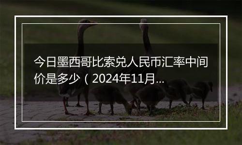 今日墨西哥比索兑人民币汇率中间价是多少(2024年11月19日)