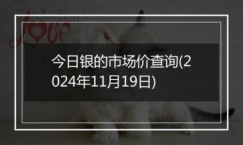 今日银的市场价查询(2024年11月19日)