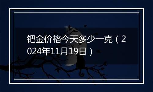 钯金价格今天多少一克(2024年11月19日)