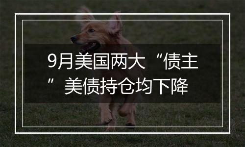 9月美国两大“债主”美债持仓均下降