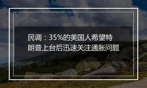 民调:35%的美国人希望特朗普上台后迅速关注通胀问题