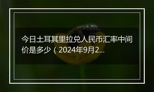 今日土耳其里拉兑人民币汇率中间价是多少(2024年9月29日)