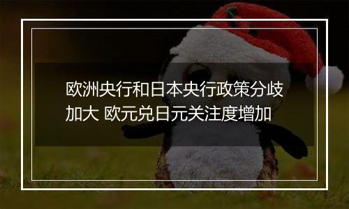欧洲央行和日本央行政策分歧加大 欧元兑日元关注度增加