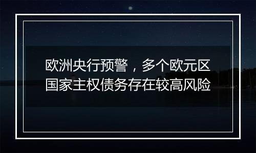 欧洲央行预警,多个欧元区国家主权债务存在较高风险