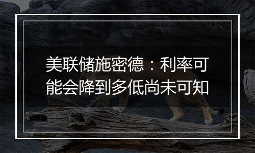 美联储施密德：利率可能会降到多低尚未可知