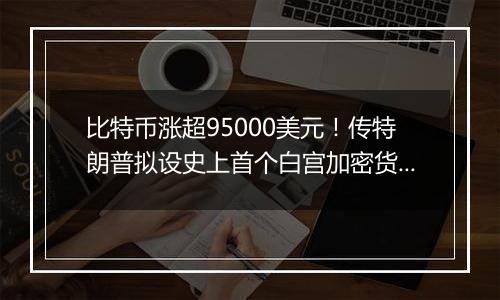 比特币涨超95000美元!传特朗普拟设史上首个白宫加密货币职位