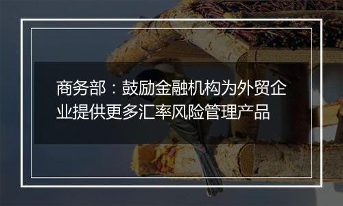 商务部:鼓励金融机构为外贸企业提供更多汇率风险管理产品