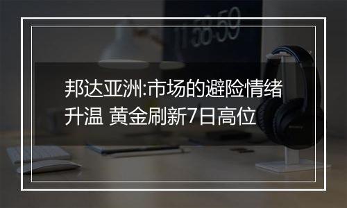 邦达亚洲:市场的避险情绪升温 黄金刷新7日高位
