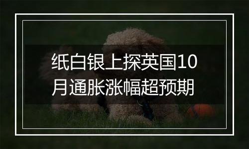 纸白银上探英国10月通胀涨幅超预期