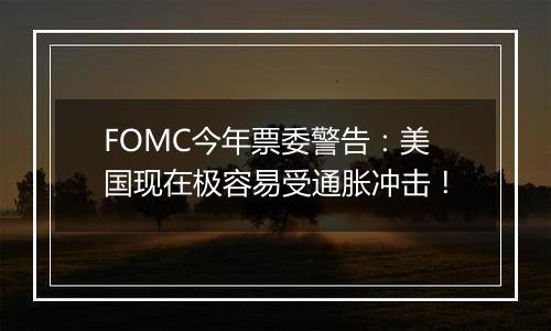 FOMC今年票委警告:美国现在极容易受通胀冲击!