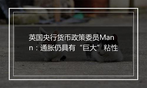 英国央行货币政策委员Mann:通胀仍具有“巨大”粘性