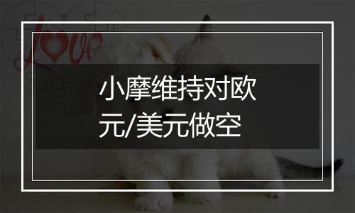 小摩维持对欧元/美元做空