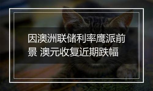 因澳洲联储利率鹰派前景 澳元收复近期跌幅