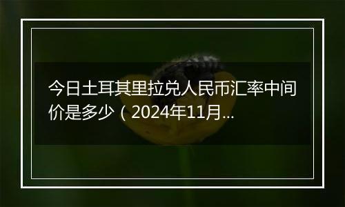今日土耳其里拉兑人民币汇率中间价是多少(2024年11月22日)