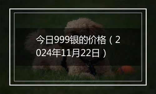 今日999银的价格(2024年11月22日)
