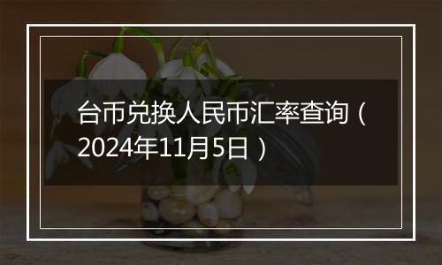 台币兑换人民币汇率查询（2024年11月5日）
