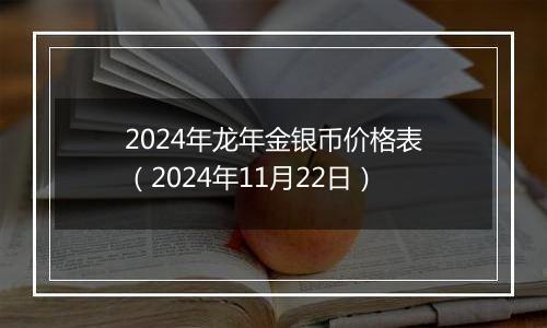 2024年龙年金银币价格表(2024年11月22日)