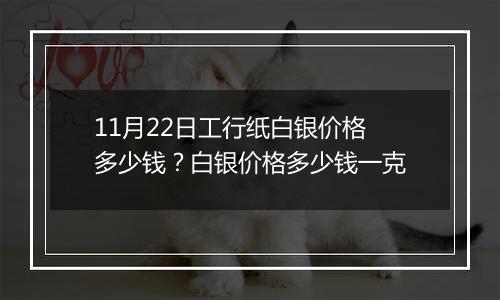 11月22日工行纸白银价格多少钱？白银价格多少钱一克