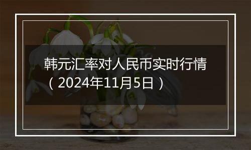 韩元汇率对人民币实时行情（2024年11月5日）