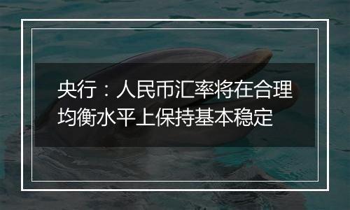 央行:人民币汇率将在合理均衡水平上保持基本稳定
