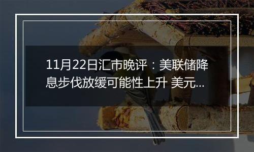 11月22日汇市晚评:美联储降息步伐放缓可能性上升 美元升值致澳元下跌