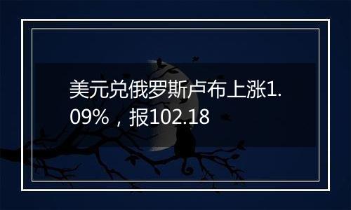 美元兑俄罗斯卢布上涨1.09%,报102.18