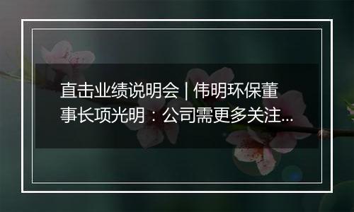 直击业绩说明会 | 伟明环保董事长项光明:公司需更多关注东南亚地区国别、合规、汇率等风险
