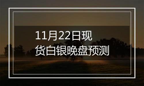 11月22日现货白银晚盘预测
